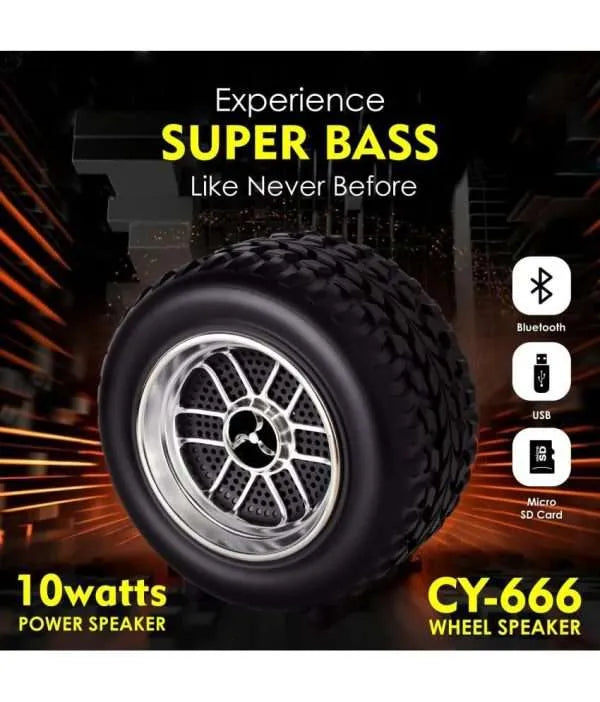 Wheel Speaker Small Size Bluetooth V 5.1 Speaker Explosive Sound 100W Power Speaker Output with USB Playback Time 4 hrs. Black