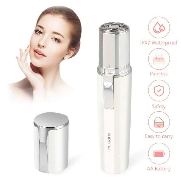 2 in 1 Hair Shaver and Eyebrows Removal Facial Hair Remover for Cheek, Lips, Chin and Neck, IPX7 Waterproof