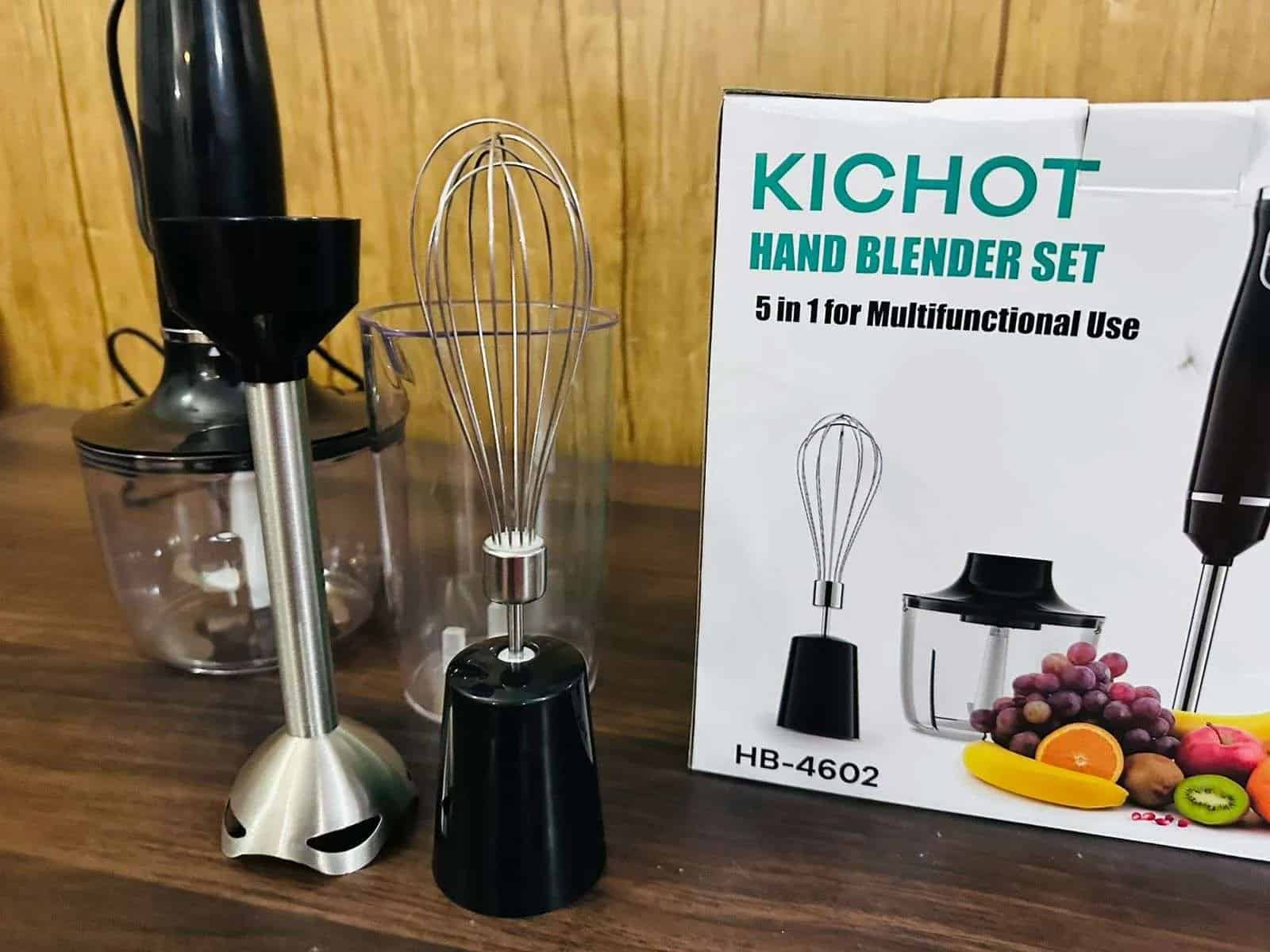 5-In-1 Immersion Hand Blender, Kichot Powerful 800W 12-Speed Stainless Steel Stick Blender with Milk Frother, Egg Whisk, 4-Blades 600ml Chopper and 700ml Beaker