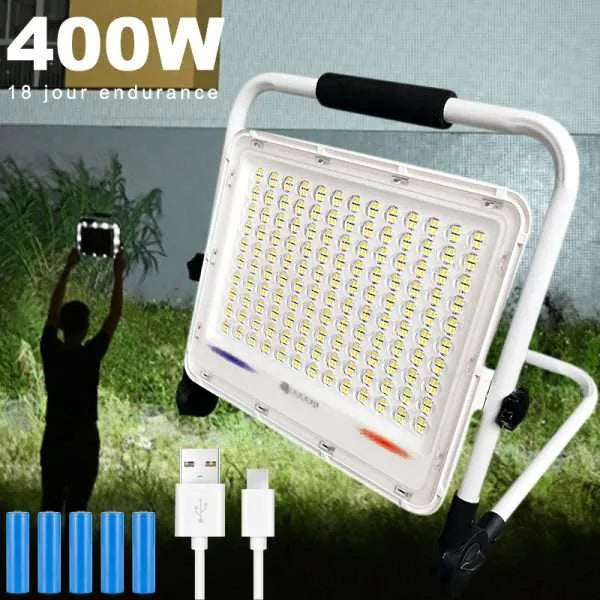 100W Flood Light Outdoor Portable LED Reflector Spotlight Rechargeable Projector Floodlight Construction Lamp With USB