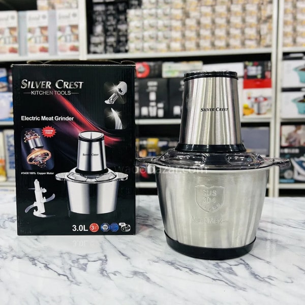 Original Silver Crest Electric Meat and Food Chopper, 3L Capacity, 1000W Powerful Motor - 2 Speed Controls
