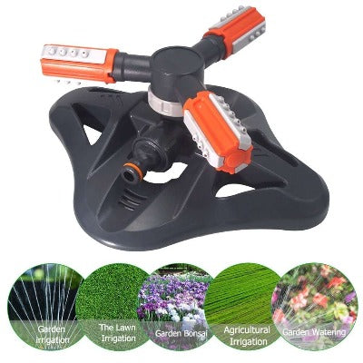 3 Arms Nozzles 360 Automatic Rotating Gardening Watering Sprinkler