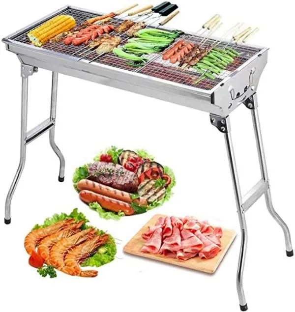 Stainless Steel Foldable Charcoal BBQ Grill With Accessories