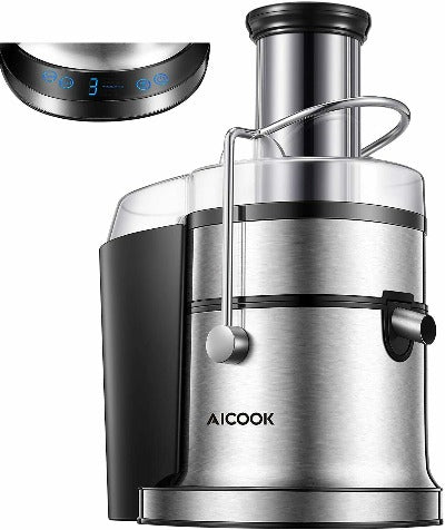 AICOOK 850W Fruit and Vegetable Centrifugal Juice Extractor and Squeezer with 5 Settings and LED Display | UK Made