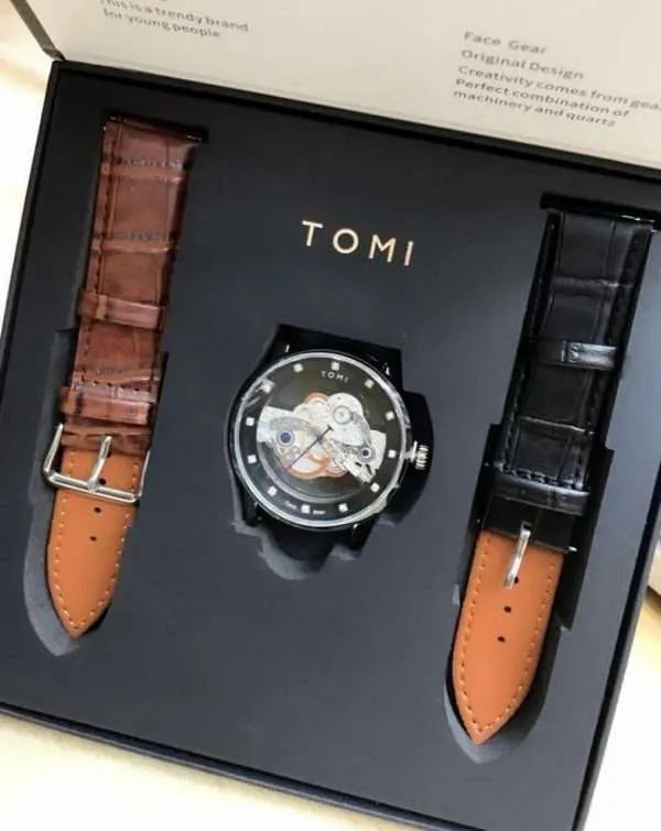 TOMI Face Gear Dual Strap Luxury Business Automatic Watch