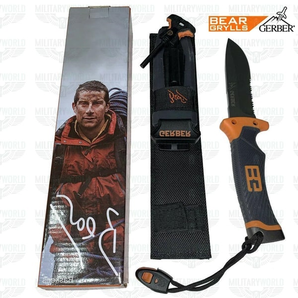 Men Vs Wild Bear Grylls Ultimate Knife, Fine Edge With Fire Starter and Whistle | Lot Imported