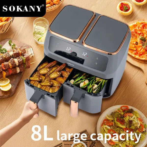 Sokany Two Zones Cyclonic Air One-Pot Dual-Use Air Fryer XXL Size | Imported