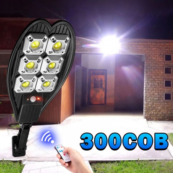 100W COB Solar Street Outdoor Lights with Remote Control & Pole, Wireless, Waterproof, Perfect for Yard, Parking lot, Street, Garden and Garage