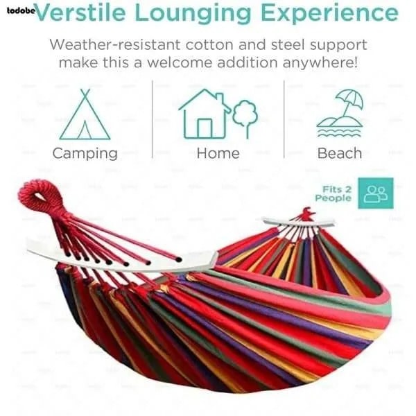 Cotton Thick Canvas Hammock With Wooden Support | Double Person