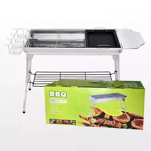 Stainless Steel Foldable Charcoal BBQ Grill With Accessories