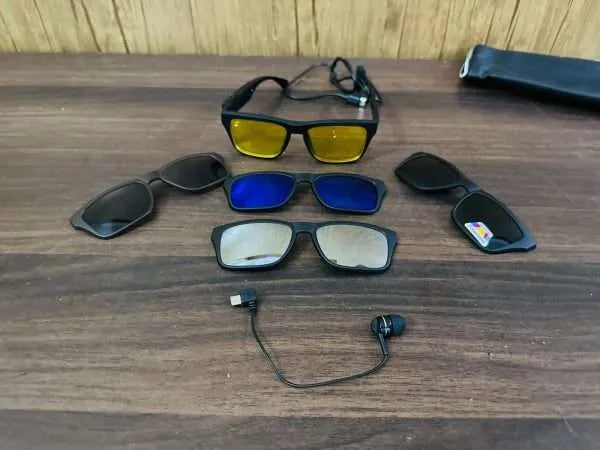 Night Vision Driving Infrared Optic Anti Glare 6 In 1 Clip On Glasses Polarized Bluetooth Connected Smart Glasses | Lot Imported