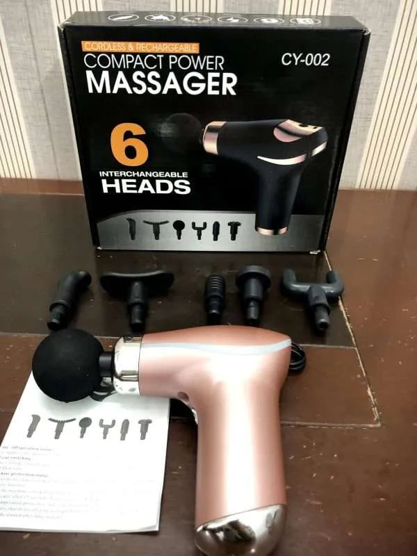 6 in 1 Portable Massage Gun Deep Tissue Cute Dolphin Style Muscle Massager Trainer Pain Relief Body Relax Fitness