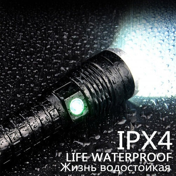 USB Rechargeable P50 LED Powerful Flashlight Power Display Function and 1km long range