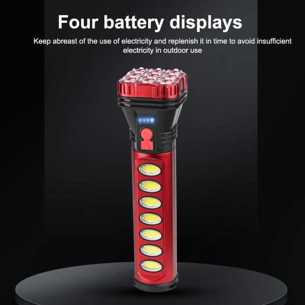 USB/Solar Charging Flashlight Built-in Battery Torch with Side Lanterna Waterproof Multi-function Emergency Power Bank Hand Lamp