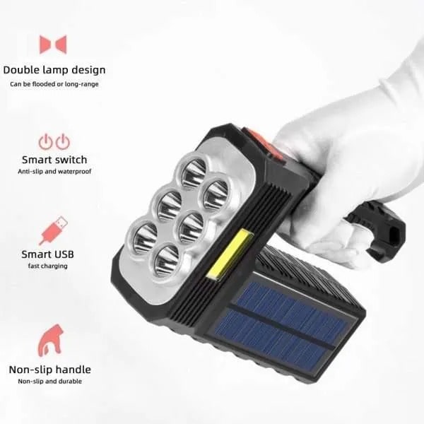 USB/Solar 6 Led Portable Lantern Outdoor Torch