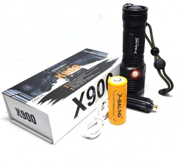 X 900 USB Rechargeable Powerful LED Flashlight Waterproof 5 Modes Zoom able | Russian Imported
