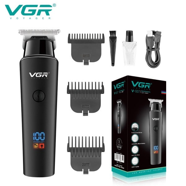 VGR Hair Cutting Machine Professional Hair Clipper Barber Cordless Electric Hair Trimmer Men USB Rechargeable LED Display - 500 Minutes Battery Backup