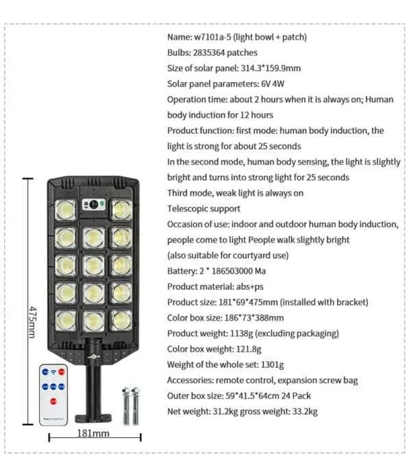 Heavy Duty Solar Street light 400w Mono Solar Plate Waterproof Lot Imported