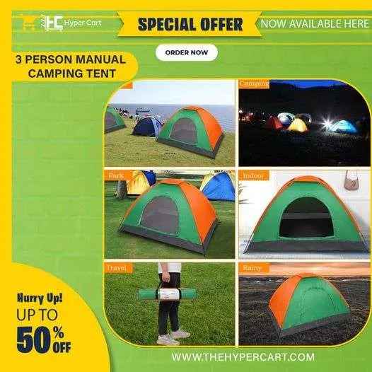 3 person Manual Camping Tent