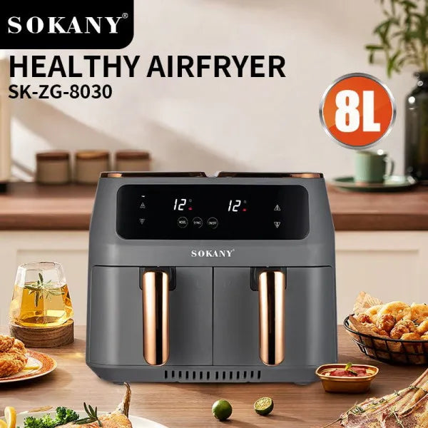Sokany Two Zones Cyclonic Air One-Pot Dual-Use Air Fryer XXL Size | Imported