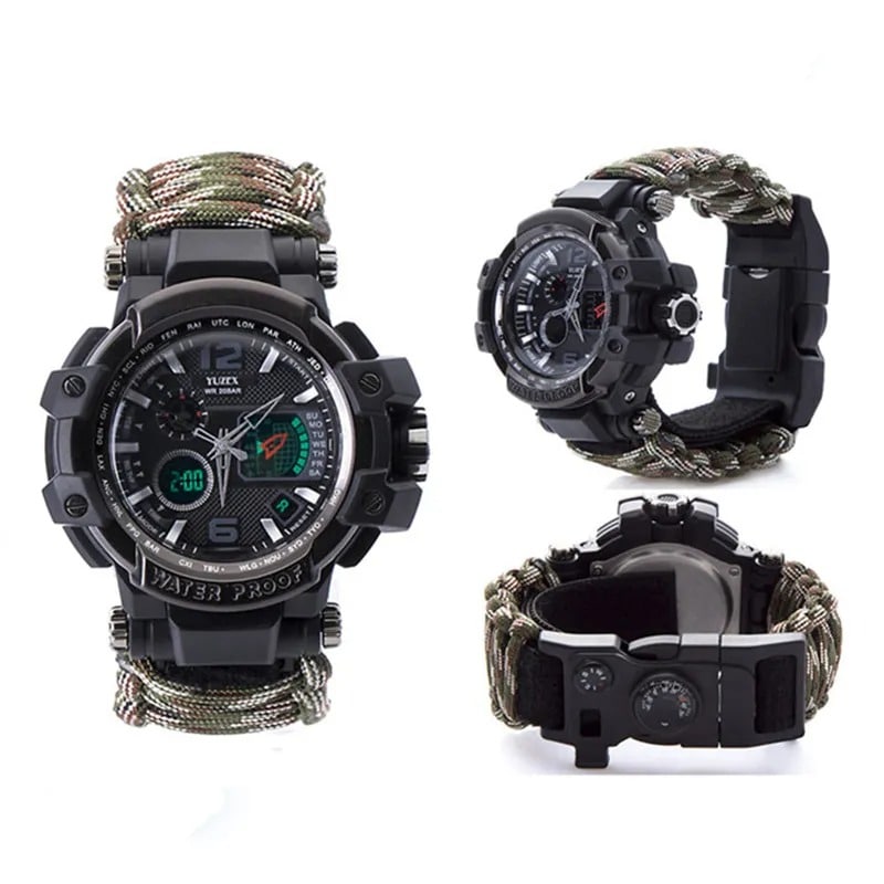 Russian Yuzex Outdoor Survival Paracord Waterproof Military Watch 6 in 1 Multi Functional