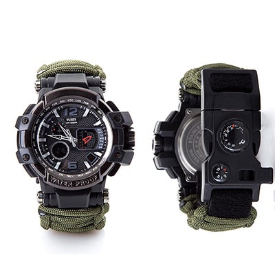 Russian Yuzex Outdoor Survival Paracord Waterproof Military Watch 6 in 1 Multi Functional